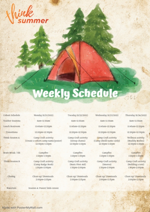 Copy of Week 1 Schedule | PosterMyWall
