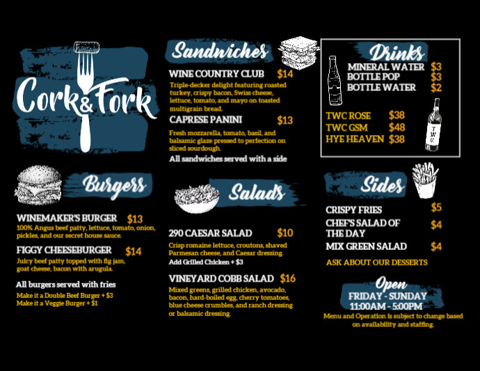 Menu Sign Cork and Fork 2by4 PosterMyWall
