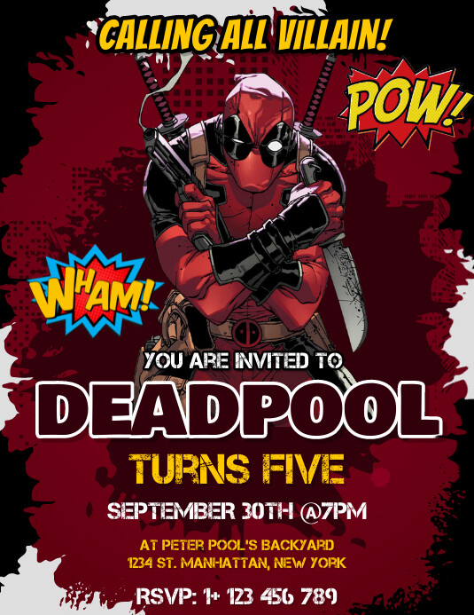 Deadpool Birthday Template | PosterMyWall