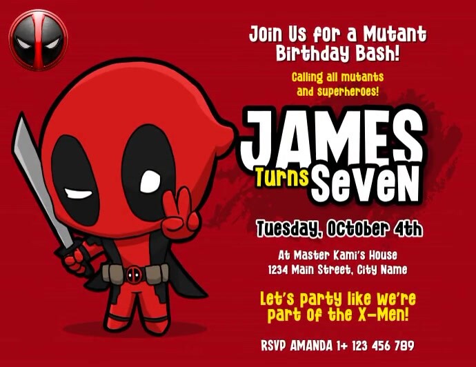 Deadpool Birthday Template | PosterMyWall