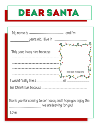 Dear Santa Letter Template | Kids Christmas Wish List Printable Instagram Portrait