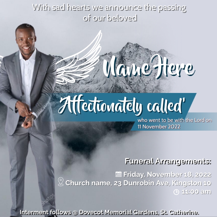 Funeral Header Death and Funeral Announcement_Silver Template | PosterMyWall
