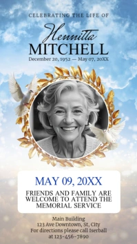 Death Anniversary Funeral Invite Template Digitale Vertoning (9:16)