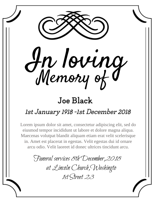 Death Announcement Template PosterMyWall Death Announcement Template PosterMyWall