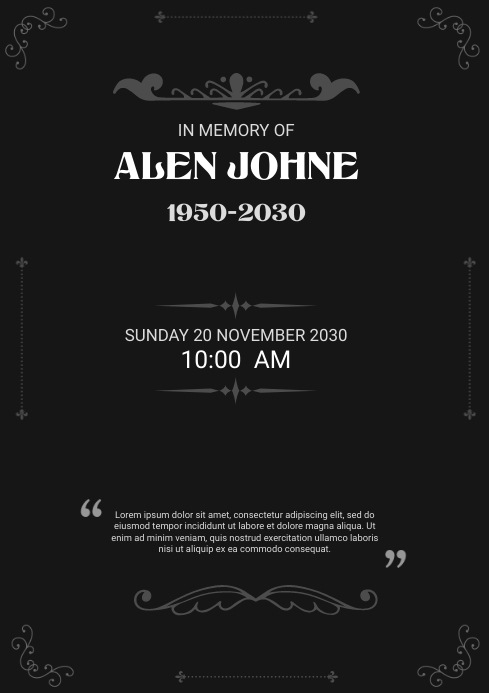 Plantilla de Death announcement templates | PosterMyWall