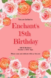 Debut Invitation - Roses Half Page Wide template