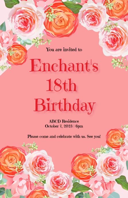 Debut Picture Roses Debut Invitation - Roses Template | PosterMyWall