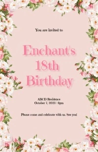 Debut Invite - Floral Half Page Wide template