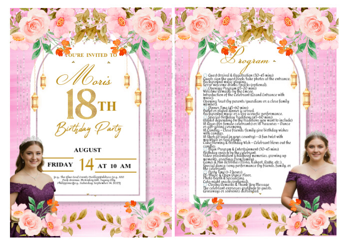 Sample Debut Design Layout For Posting Debut Invitation Layout