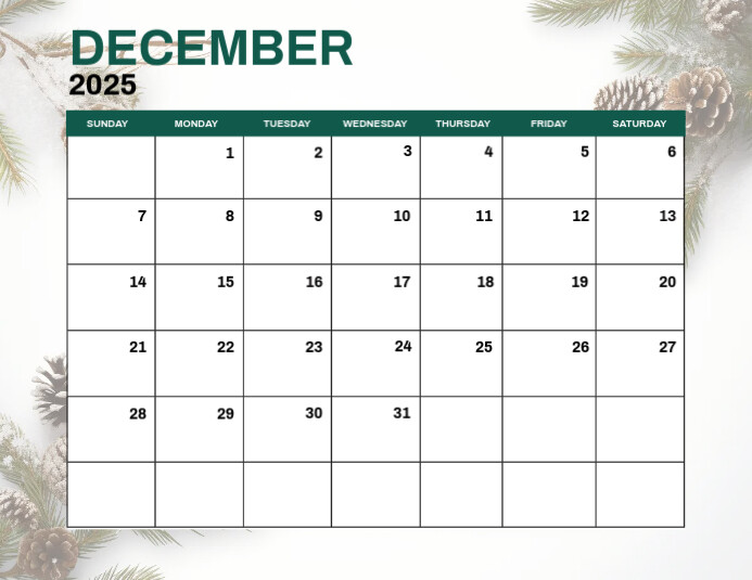 December 2024 Monthly Events Calendar Volantino (US Letter) template