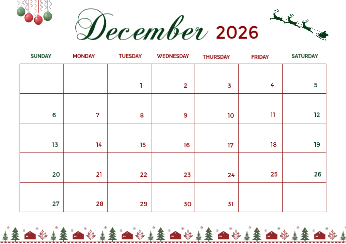 White December 2025 Calendar A4 Template | PosterMyWall