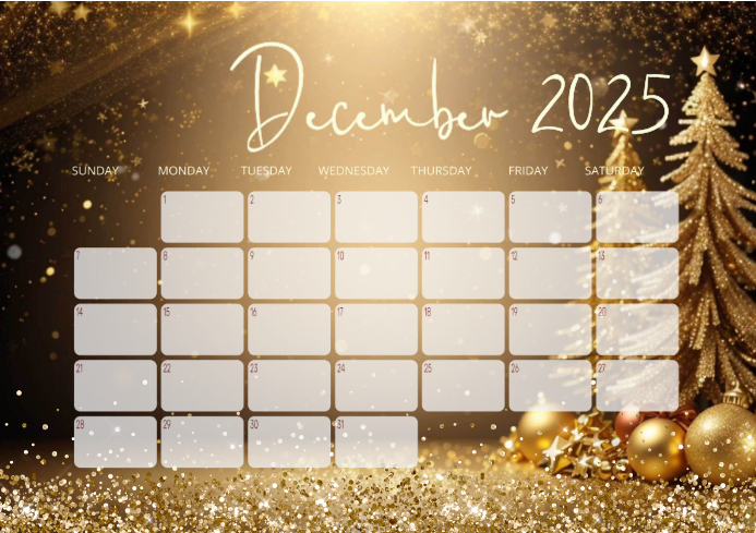 Brown December 2025 Calendar A4 Template | PosterMyWall