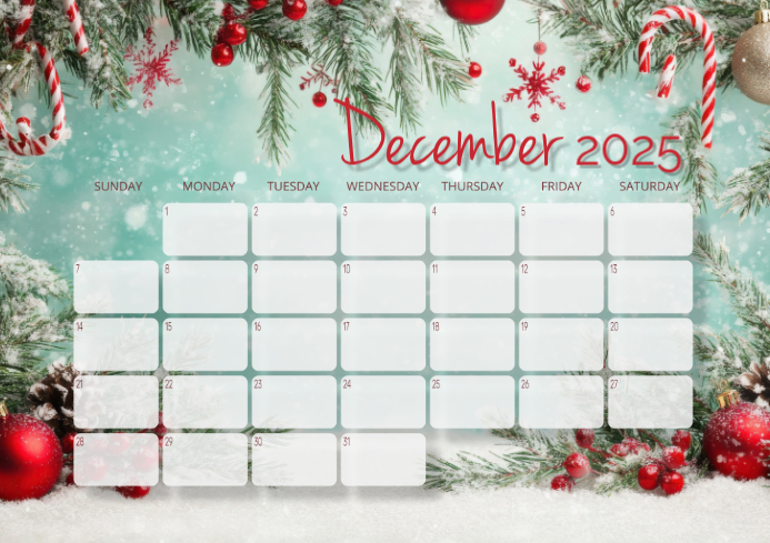 December 2025 Calendar Printable Template | PosterMyWall