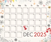 December 2025 Calendar Template Medium Rectangle