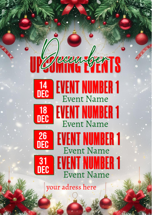 december 2025 upcoming events calendar Template | PosterMyWall