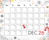 Weiß December Calendar Mittelgroßes Rechteck Template