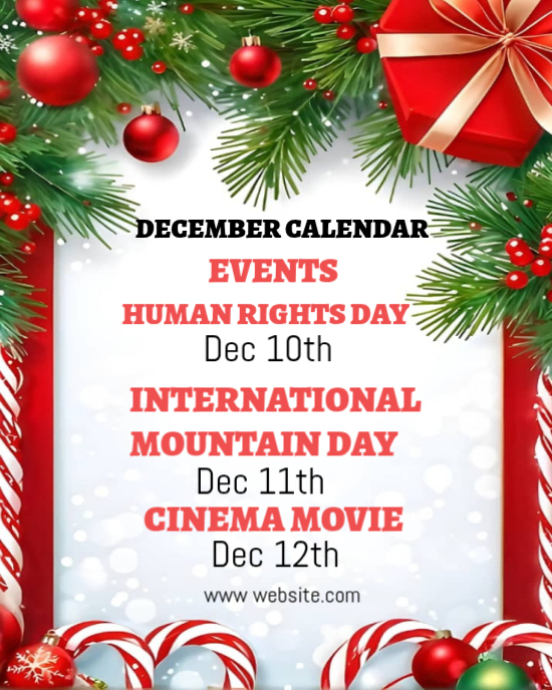 December calendar of calendar of events Template | PosterMyWall