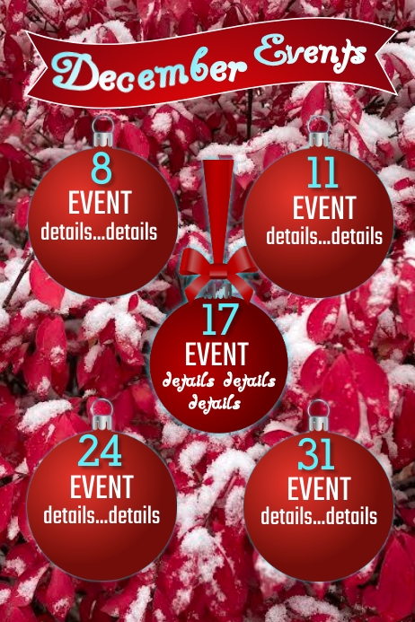 December Calendar of Events Poster template