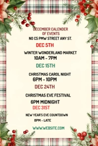 December calendar of events template Pinterest Graphic