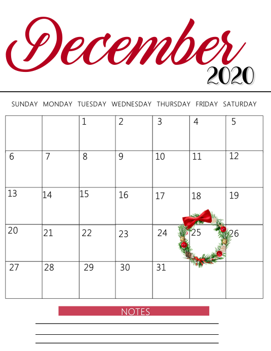 Copy of december Calendar Template PosterMyWall
