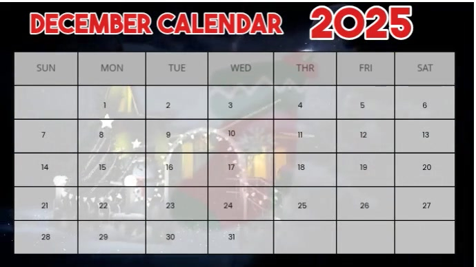 December Calendar Youtube Thumbnail Template | PosterMyWall