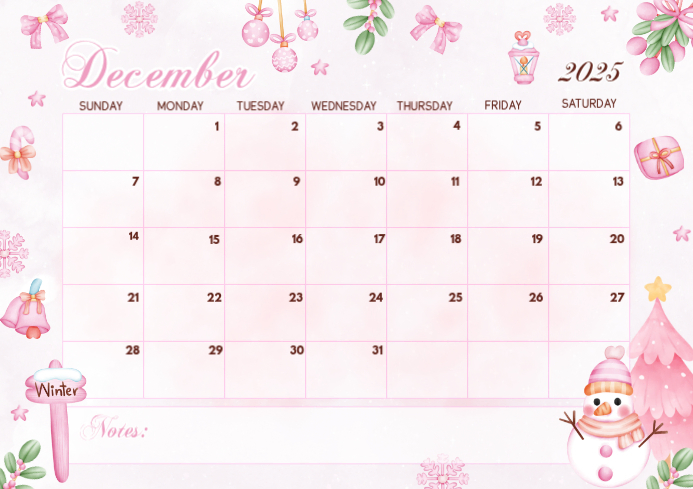 December Christmas 2025 Calendar Template | PosterMyWall