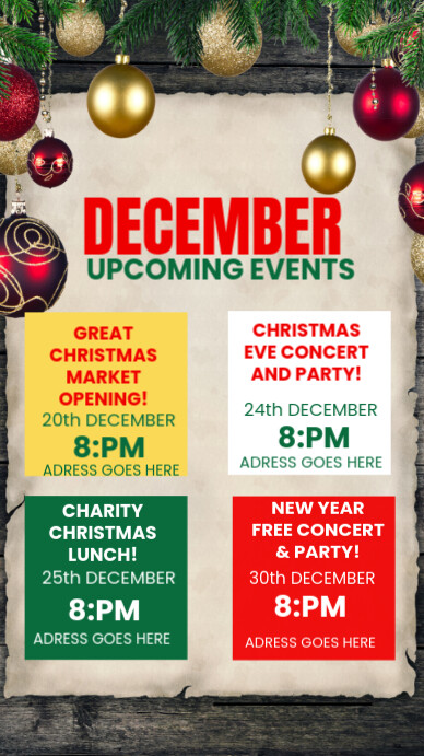 December Christmas upcoming events story เรื่องราวบน Instagram template