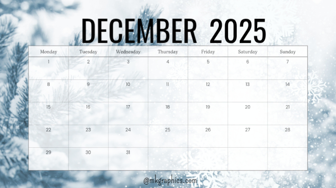 December 2025 Calendar Template | PosterMyWall