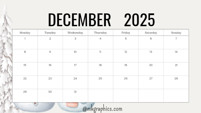 December 2025 Calendar Template | PosterMyWall