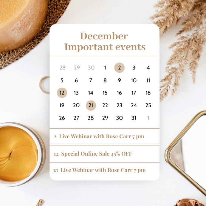 December event & calendar for social media Template PosterMyWall