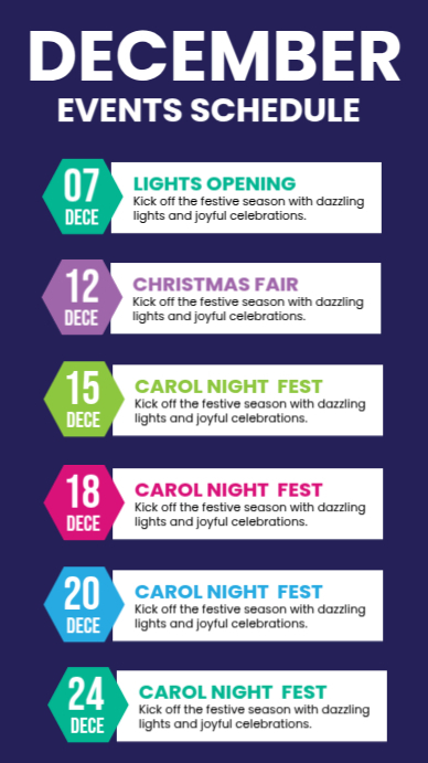 December Event Schedule Instagram Story template