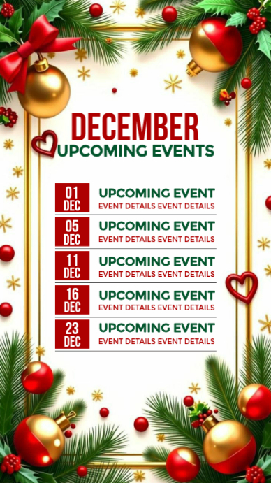 December Events Schedule Template – Christmas Holiday Program (Editable ...