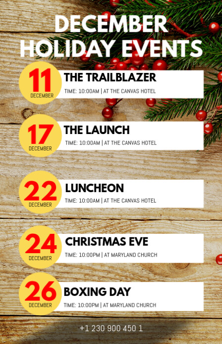 December Holiday Events poster Halfbladsy Breed template