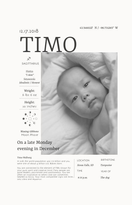 December Modern Newborn Poster Tablóide template