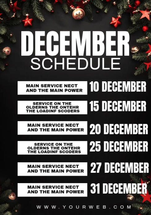 December schedule A3 template