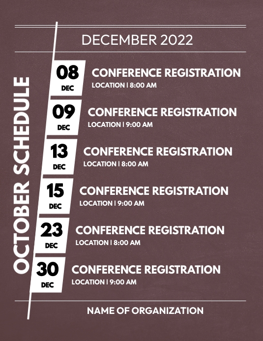 Copy of DECEMBER SCHEDULE TEMPLATE | PosterMyWall