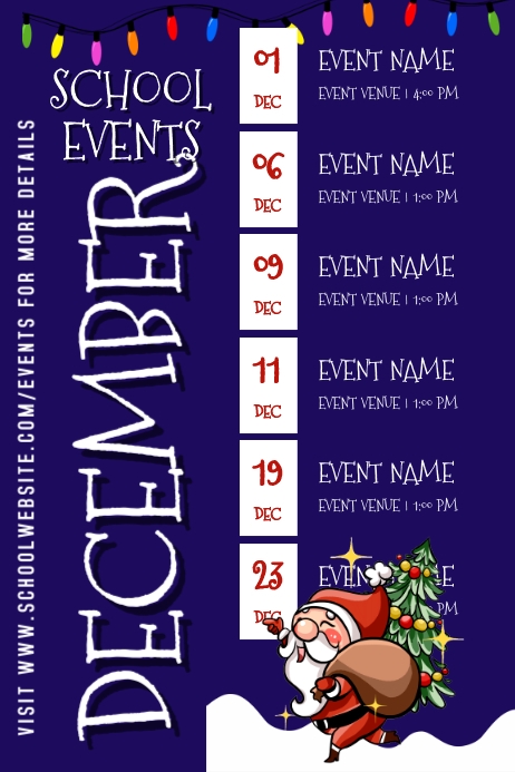 December School Schedule Calendar Template | PosterMyWall