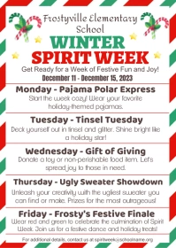 December School Spirit Week Itinerary Schedul A6 template