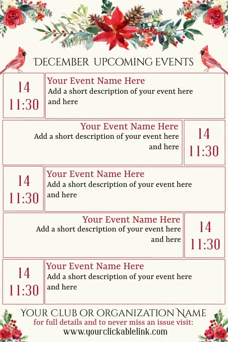 December Upcoming Event Calendar Template | PosterMyWall