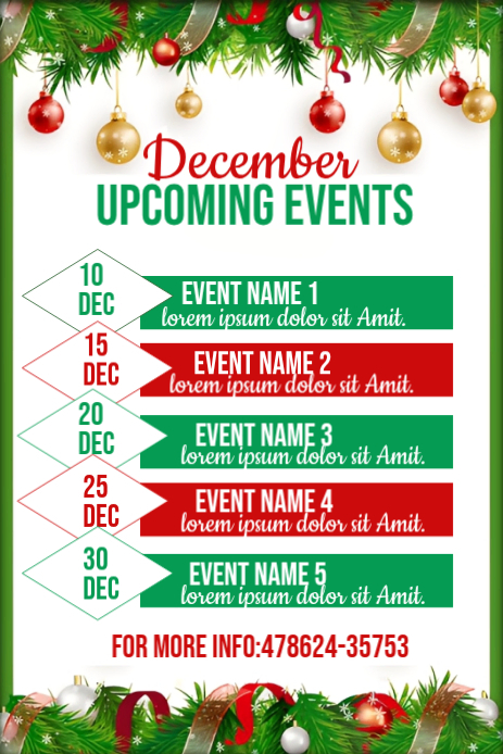 December Events Schedule Template | PosterMyWall