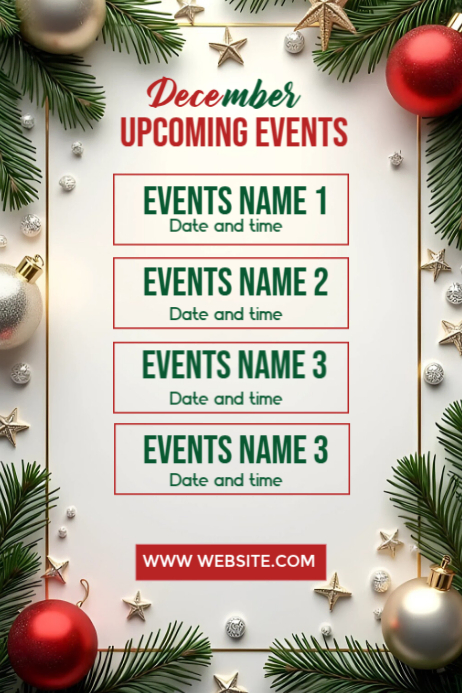 December Events Schedule Template | PosterMyWall