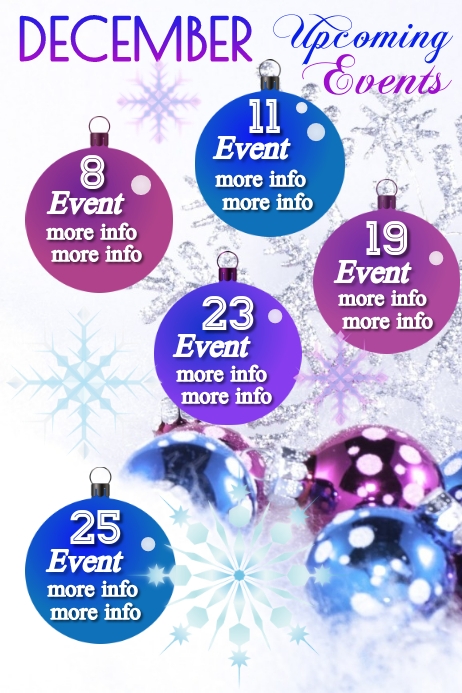 December Upcoming Events Плакат template