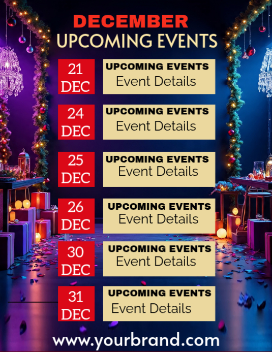 Copy of December upcoming events | PosterMyWall