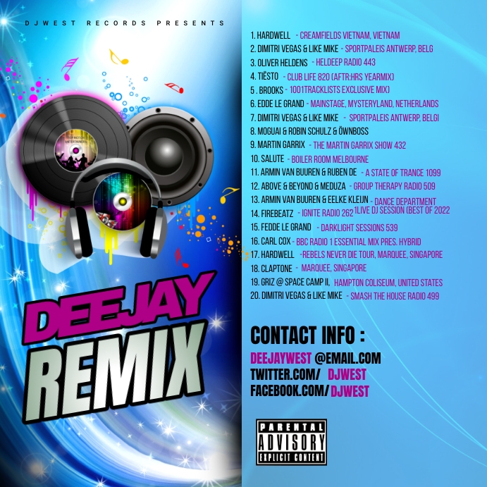 Deejay mixtape album cover tracklist design Template PosterMyWall