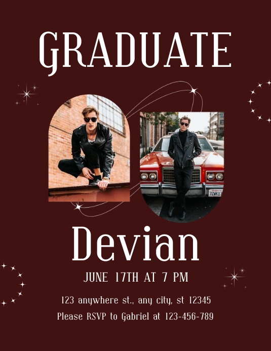 Deep Maroon Graduate Celebration Invitation Flyer (US Letter) template