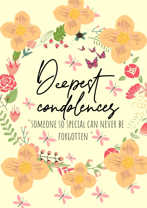 Deepest condolences A4 template | PosterMyWall