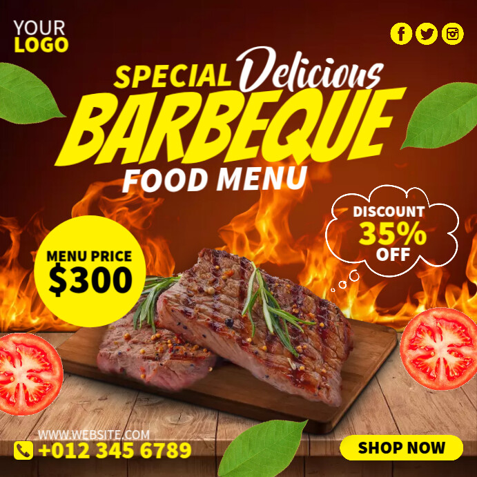 Delicious Barbecue Menu Template PosterMyWall