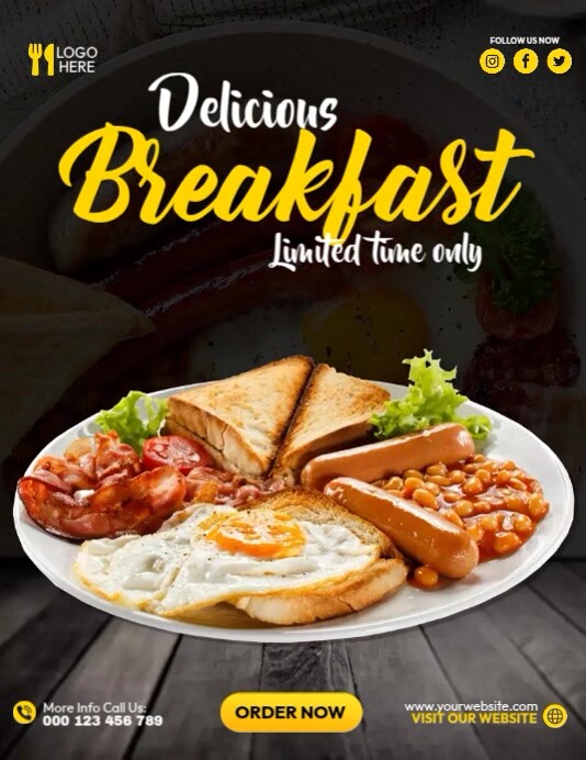 Delicious Breakfast Ads Template | PosterMyWall