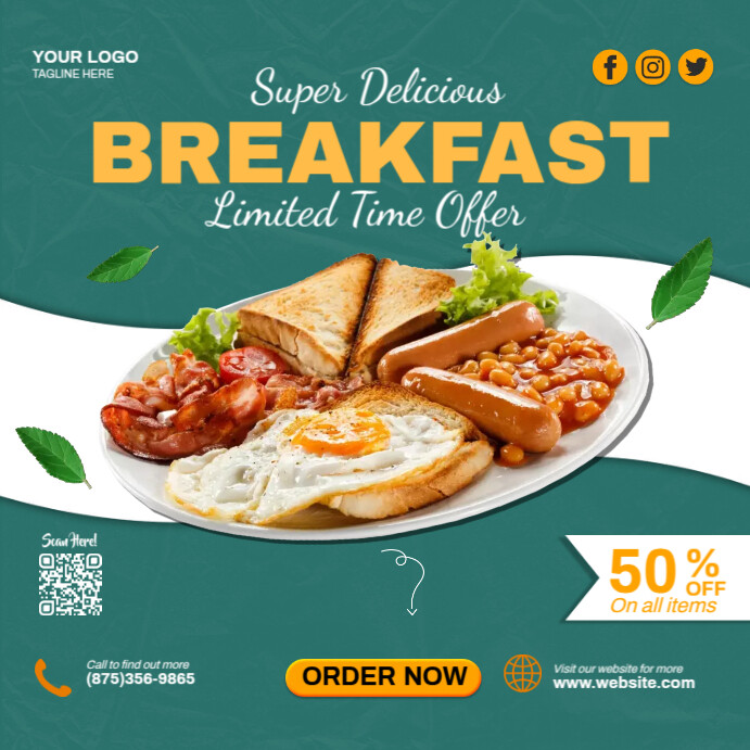 Delicious Breakfast Ads Template | PosterMyWall