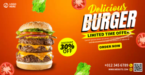 Red Burger Promotion Facebook Event Cover Template